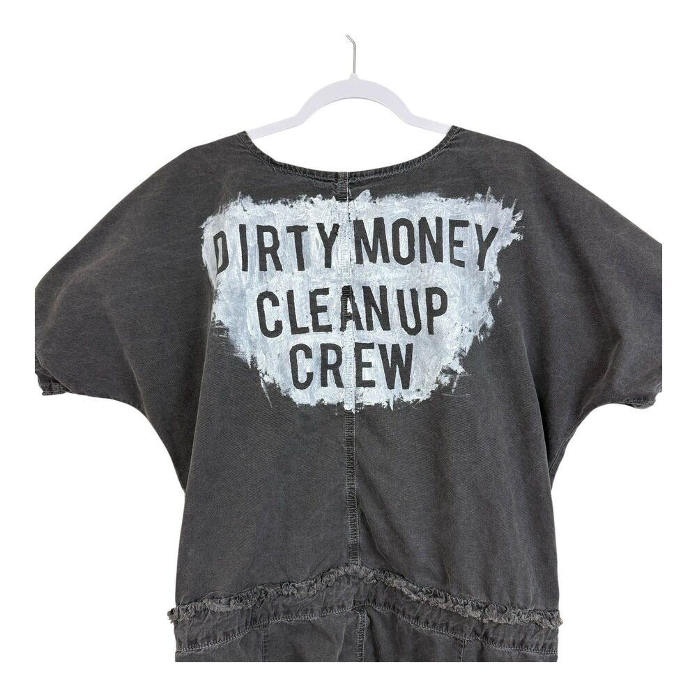 NSF Osana Coverall Jumpsuit Women Large Dirty Money Cleanup Crew Gray Drawstring